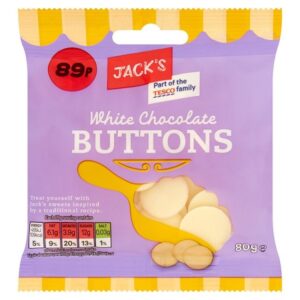 JACKS WHITE CHOC BUTTONS 80G